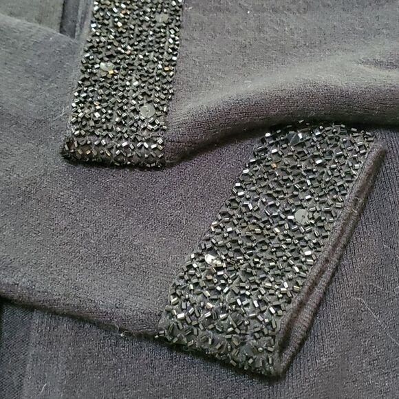 Hampshire Studio black sweater. 3/4 sleeves, bling at sleeves. Size PM. NWT. - Picture 6 of 9